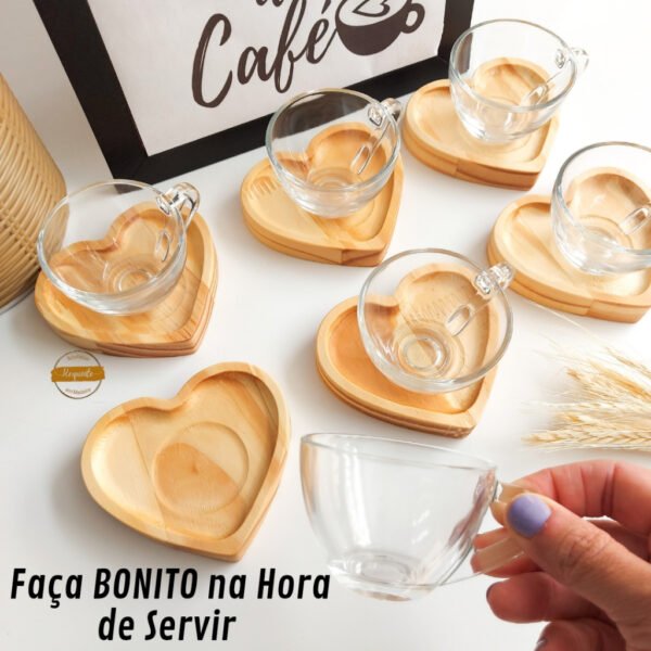 Jogo de Xícaras Cantinho do Café com Pires de Madeira - Image 5