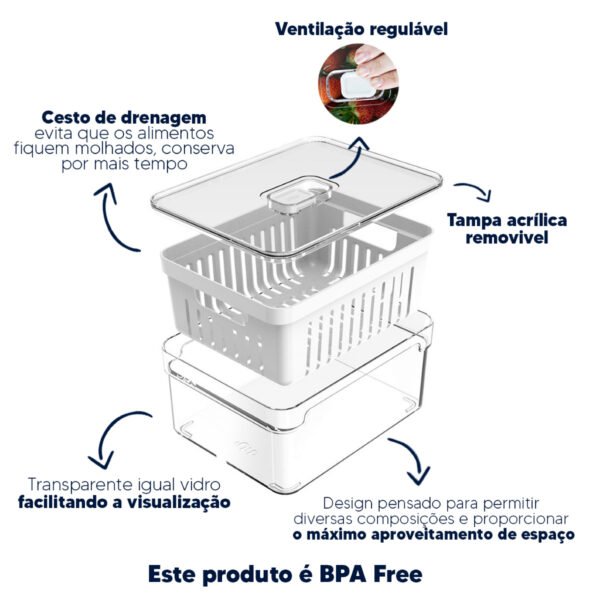 Organizador De Geladeira Com Cesto Utensilio De Cozinha - Image 6