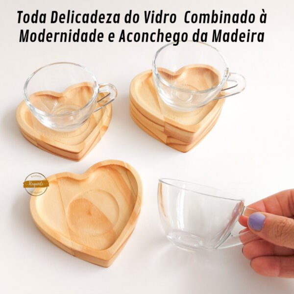 Jogo de Xícaras Cantinho do Café com Pires de Madeira - Image 8