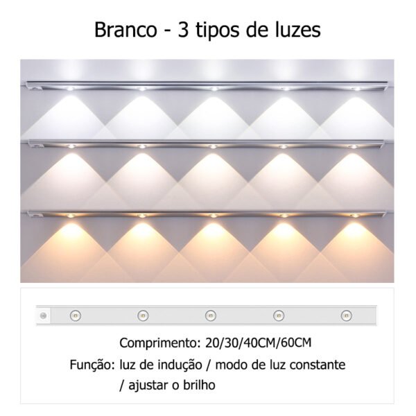 Sensor De Movimento LED Sob Armário Luz Noturna Recarregável USB Para De Cozinha - Image 5