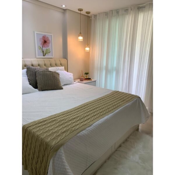 Manta Tricot Luxo com trança Linha Home para cama ou sofá, passadeira tricô - Image 7