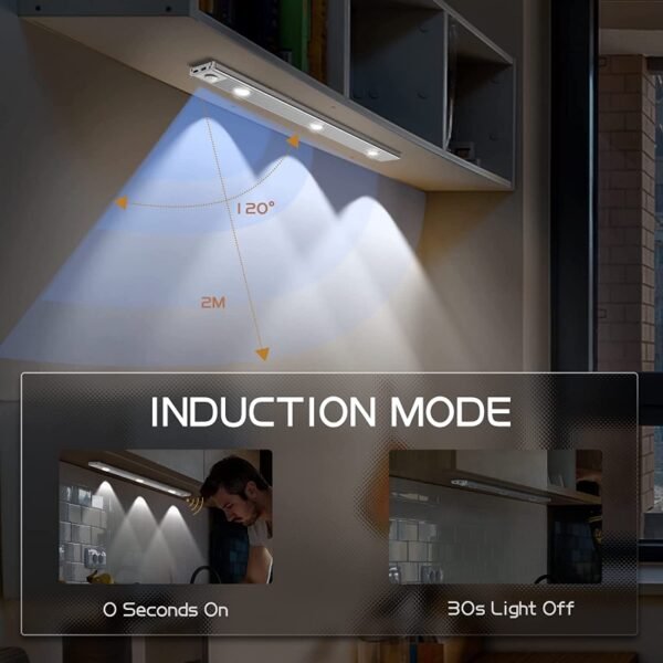 Sensor De Movimento LED Sob Armário Luz Noturna Recarregável USB Para De Cozinha - Image 7