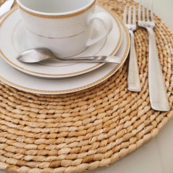 Jogo Americano De Tecido De Vime Redondo Para Mesa / Isolamento Coasters - Image 2