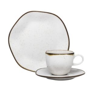 Kit 6 Prato Sobremesa 6 Xícaras De Chá Com Pires Ryo Maresia Oxford Porcelanas