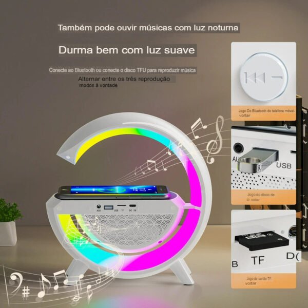 3 em 1 G Speaker Smart Station, Luminária e Caixa De Som E Carregador Fang - Image 2
