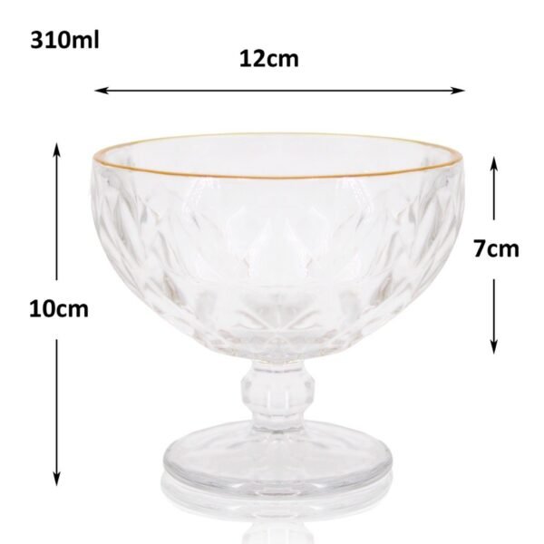 Jogo 6 Taças Transparente Vidro Grosso Decorado, Detalhe Dourado 310ml - Image 7