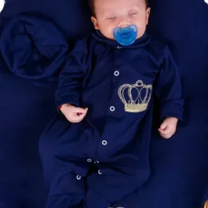 Saida De Maternidade Menino Azul Coroa 04 Peças Principe