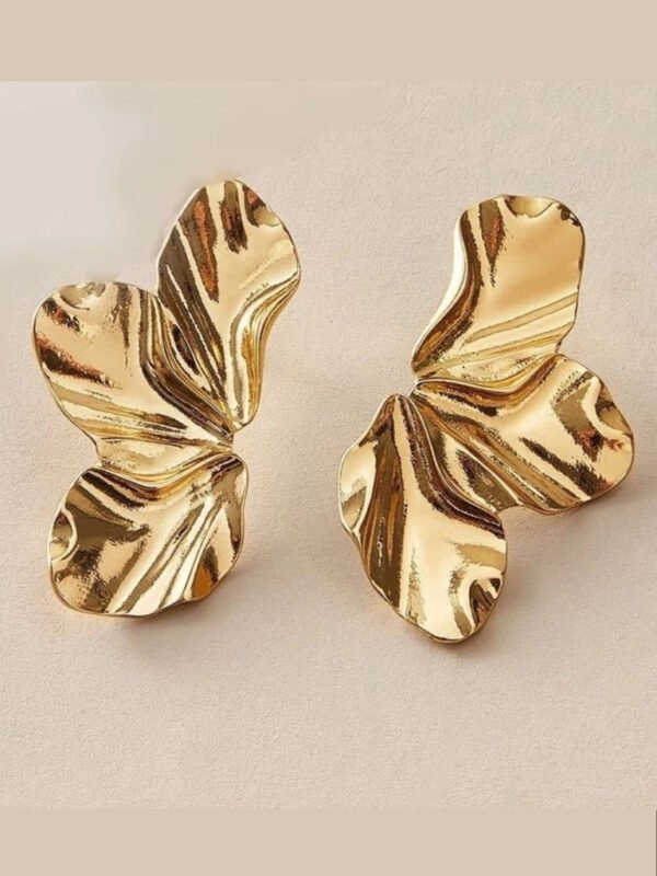 Brincos Femininos Folha Meia Pétala Flor Folheado a Ouro 18k Acessórios Femininos Brinco Dourado