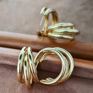 Brincos Femininos Argola Tripla Média Dourado ou Prata Brinco