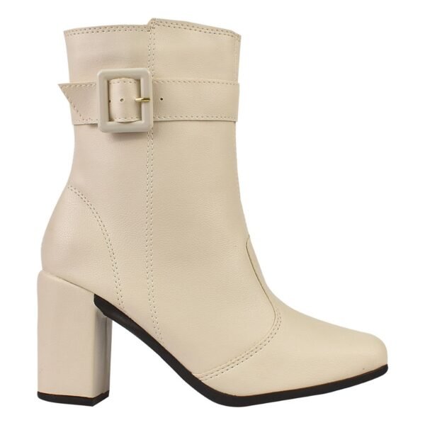 Bota Feminina Cano Médio Bico Quadrado Com Fivela E Zíper Sola Antiderrapante - Image 3