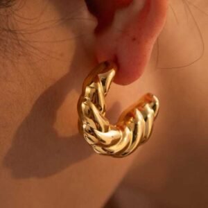 Brincos Femininos Trançado Torcido Brinco Médio Dourado ou Prata