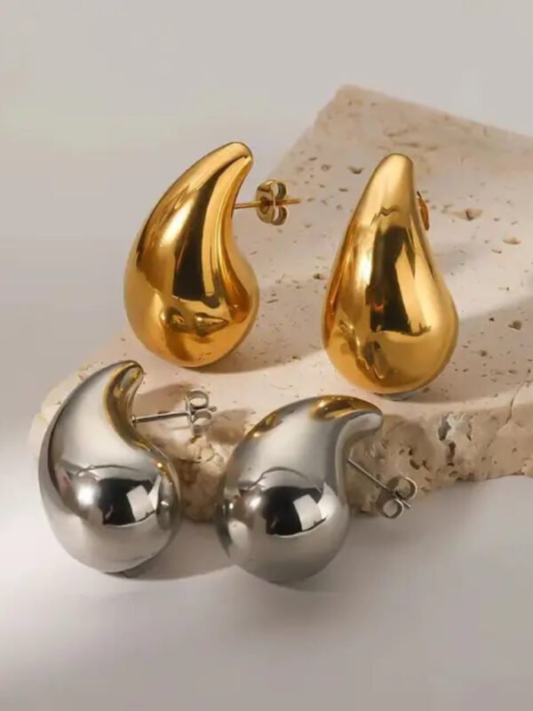 Brincos Femininos Pingo Gota Brinco Dourado ou Prata Médio - Image 2