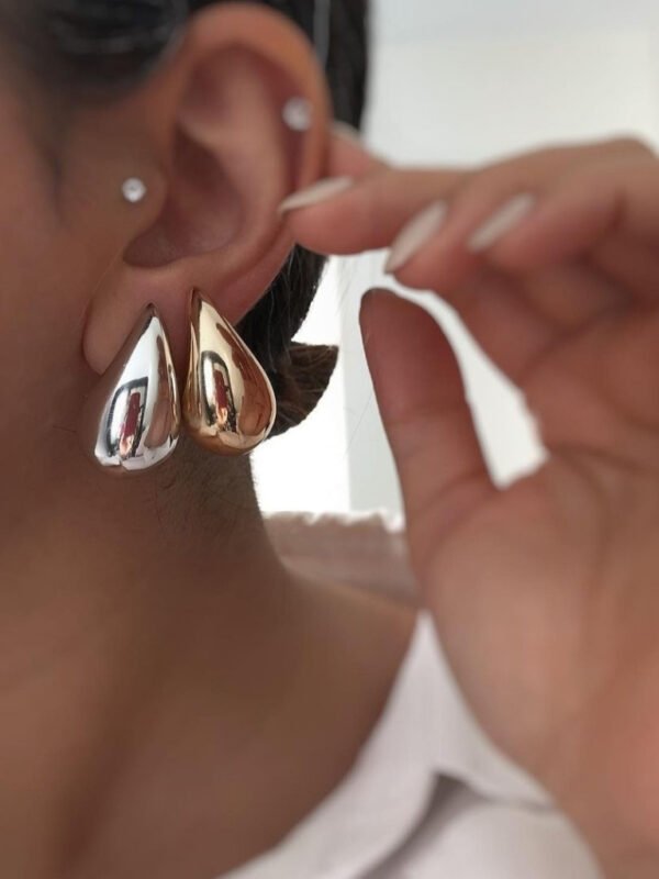 Brincos Femininos Pingo Gota Brinco Dourado ou Prata Médio - Image 5