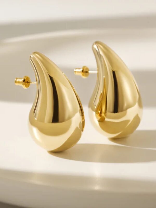 Brincos Femininos Pingo Gota Brinco Dourado ou Prata Médio - Image 3