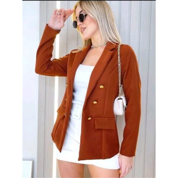 Blazer Feminina Alfaiataria casaco Social com botão Tendencias Moda - Image 7