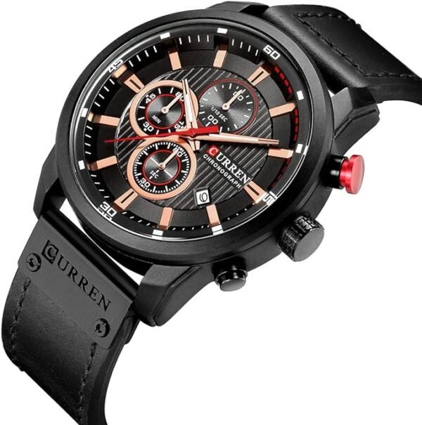 Relógio de pulso masculino militar com pulseira de couro - Image 4