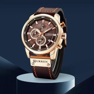 Relógio de pulso masculino militar com pulseira de couro