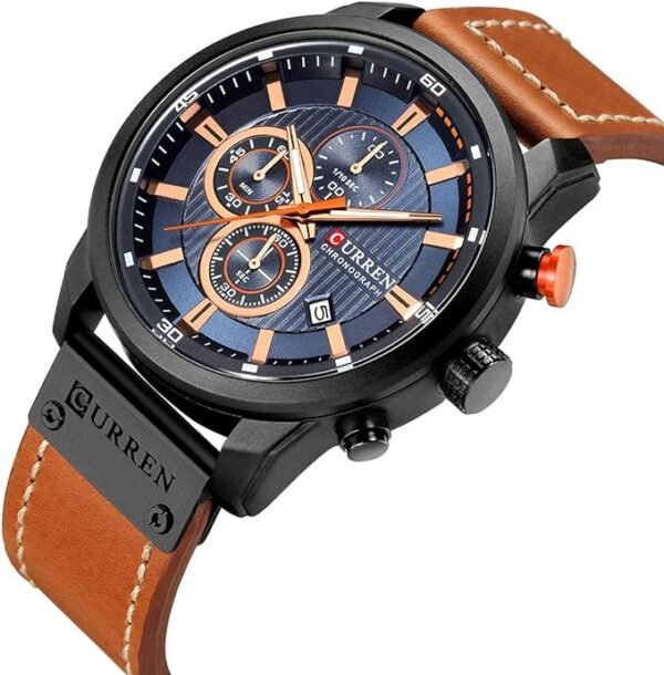 Relógio de pulso masculino militar com pulseira de couro - Image 5