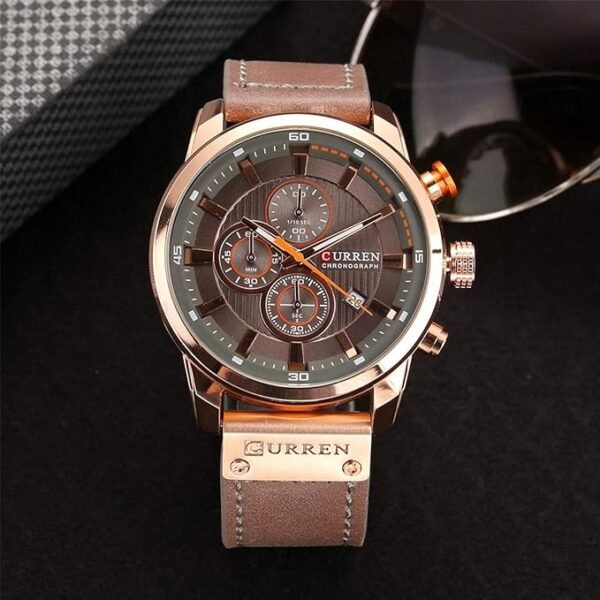 Relógio de pulso masculino militar com pulseira de couro - Image 6