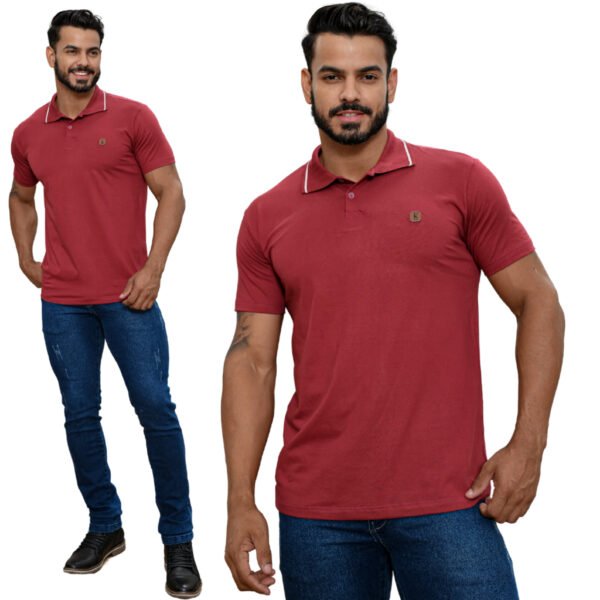 Camiseta Masculina com Gola Top Malha 100% Algodão - Image 4