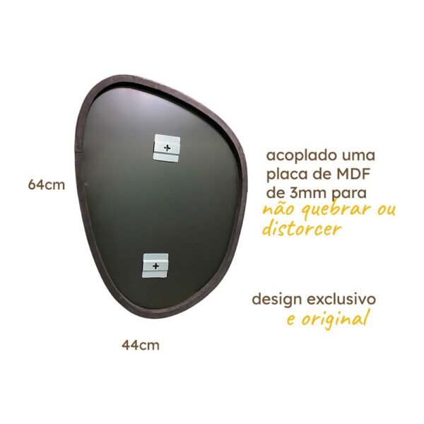 Espelho Pinterest Grande Orgânico Borda Couro 3cm Decorativo Sala Quarto 44x64cm Mod. Nuvem - Image 5