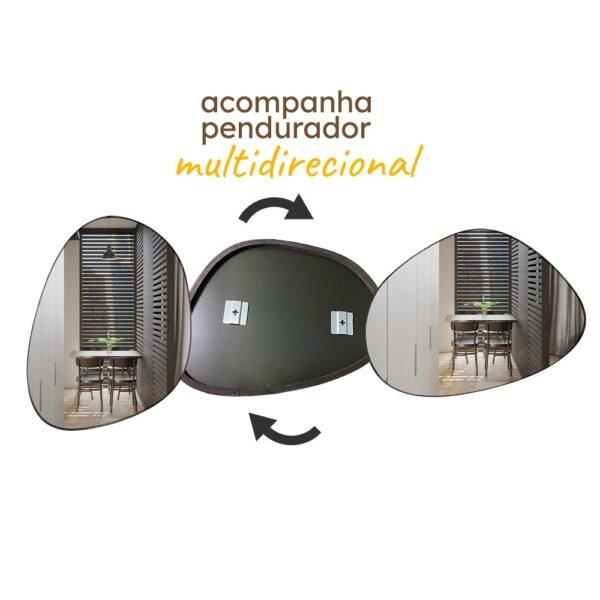 Espelho Pinterest Grande Orgânico Borda Couro 3cm Decorativo Sala Quarto 44x64cm Mod. Nuvem - Image 7