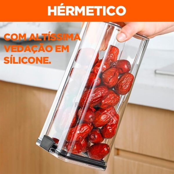 Kit 5 Potes Pote Hermético Acrílico Organizador Slim Click Tampa Trava Com Alta Vedação Em Silicone Empilhável Organiza Cozinha Armário - Image 2