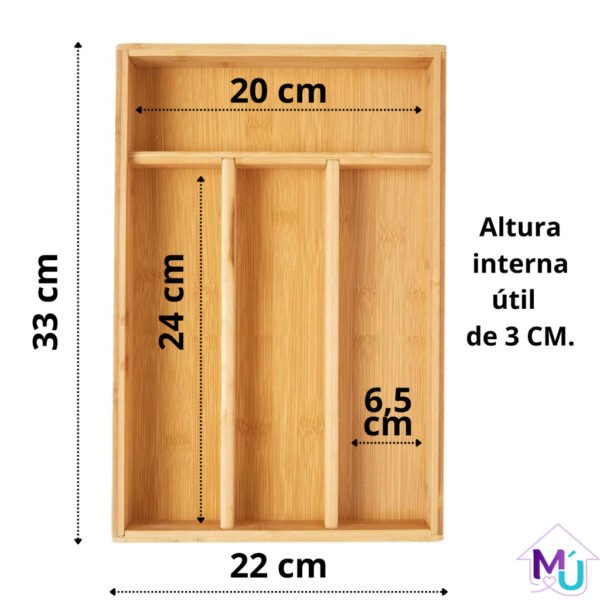 Porta Talheres Bambu Gaveta Organizador Separador Cozinha - Image 3