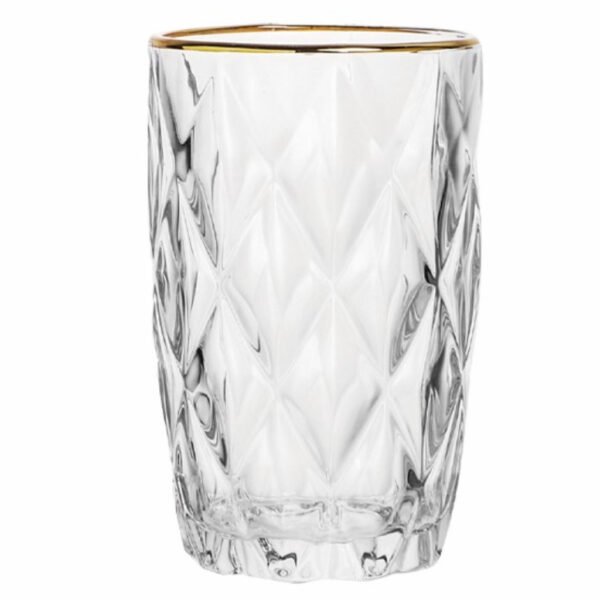 Conjunto De Copo Diamante Clear Transparente Borda Dourada 350ml 6 peças - Image 4