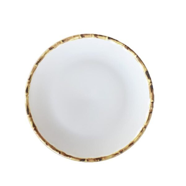 Prato Raso Branco com Borda de Bambu 27cm 1ª Linha Scalla - Image 2