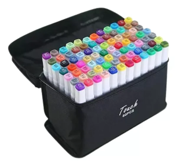 Canetinhas Coloridas Escolar Ponta Dupla Estojo Com 80 Cores - Image 3