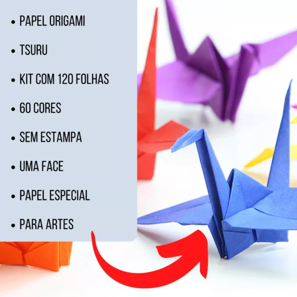 Papel Origami 15x15cm C/120 Fls Tsuru Dobradura Colorido - Image 5