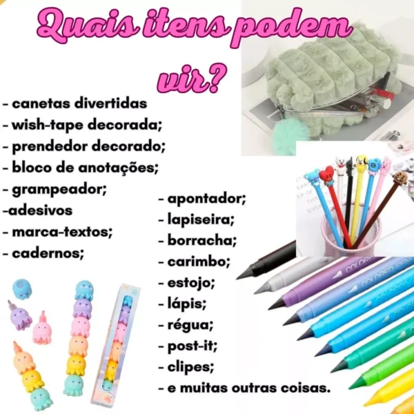 Papelaria Fofa Kawaii Caixa Kit 15 Itens Criativos - Image 2