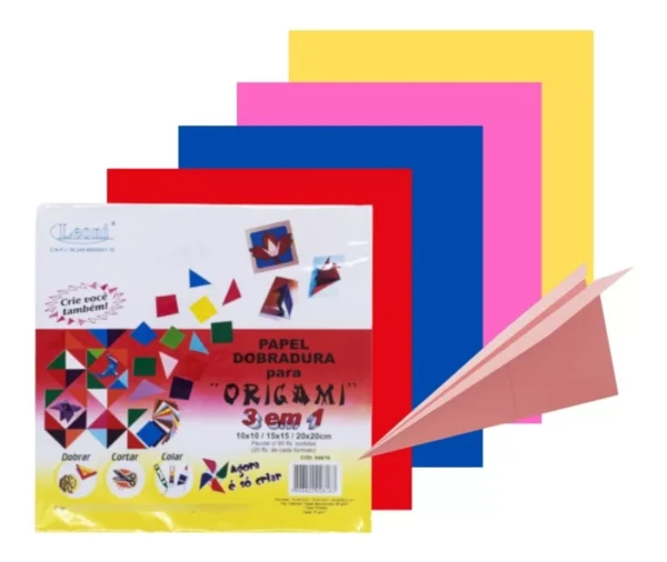 Papel Origami 15x15cm C/120 Fls Tsuru Dobradura Colorido