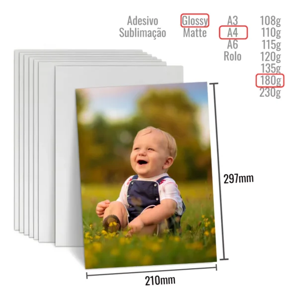 Papel Fotográfico 180g Glossy A4 À Prova D´água 100 Folhas - Image 5
