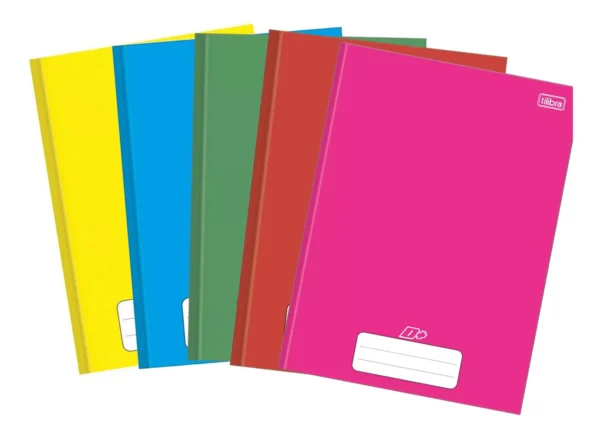 5 Caderno Escolar Liso Rosa/verde/azul..tilibra 96 Folhas