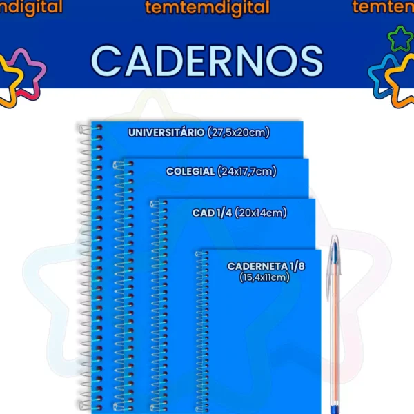 5 Caderno Escolar Liso Rosa/verde/azul..tilibra 96 Folhas - Image 2