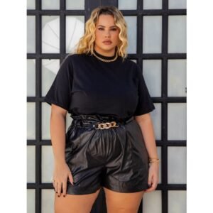 Blusa feminina plus size gola alta t-shirt