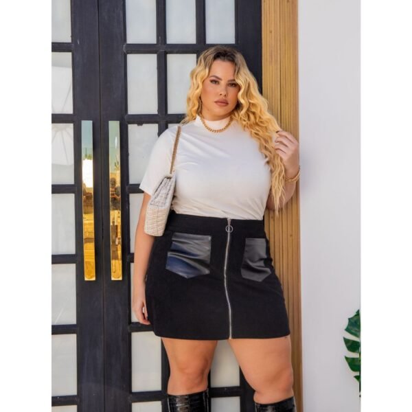 Blusa feminina plus size gola alta t-shirt - Image 5