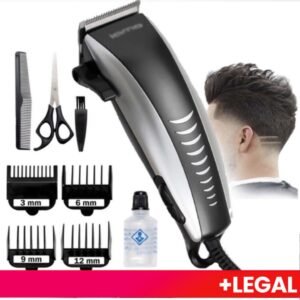 Máquina De Cortar Cabelo Barbeador Aparador Profissional Acabamento Barba 9 Peças Elétrico