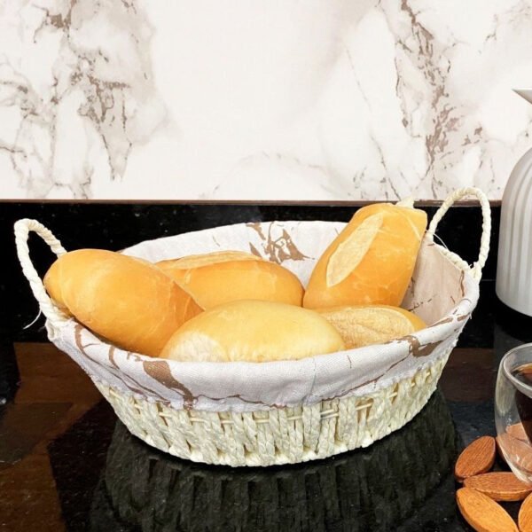Cesto de Pão Tecido Removível Decorativo com Alça Lateral - Image 2