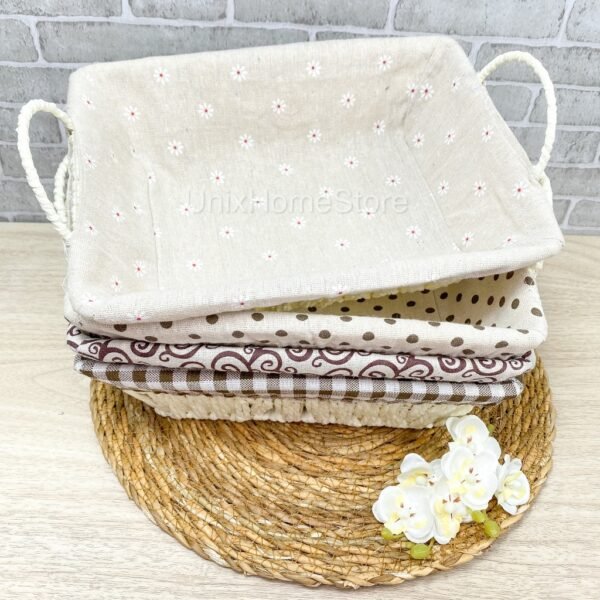 Cesto de Pão Tecido Removível Decorativo com Alça Lateral - Image 3