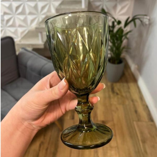 Jogo de Taças Luxo Diamond Verde Copo Vidro 340ml Mesa Posta - Image 3
