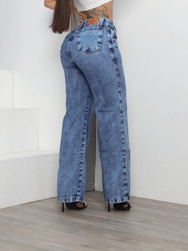 Calça Wide Leg Jeans Feminina Pantalona Cós Alto Premium - Image 4