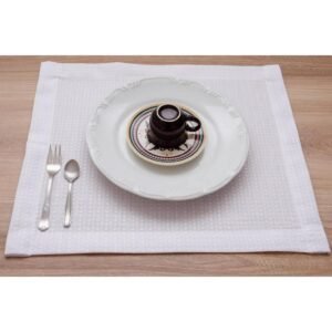 Jogo Americano 4 Peças Em Piquet Branco Decoração Jantar