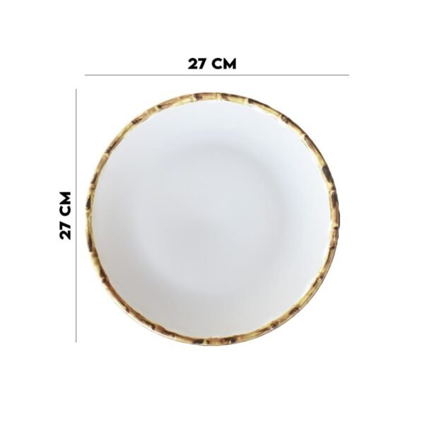 Prato Raso Branco com Borda de Bambu 27cm 1ª Linha Scalla - Image 8