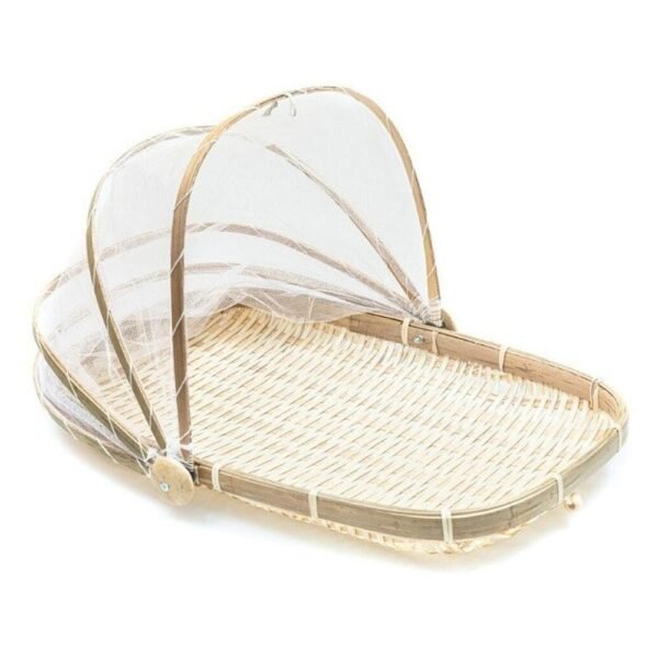 Cesto Porta Pão Bolo Retangular Cobertura Retrátil Rattan - Image 4