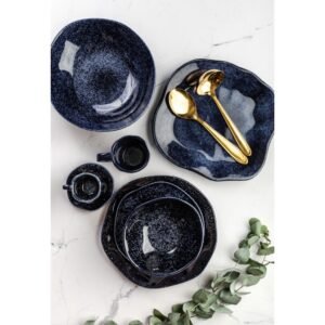 Prato Sobremesa Ryo Safira 21,5cm Oxford Porcelanas Azul Escuro Orgânico