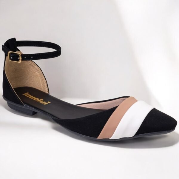 Sapatilha salome bico fino feminina aberta moda marrom branco - Image 2