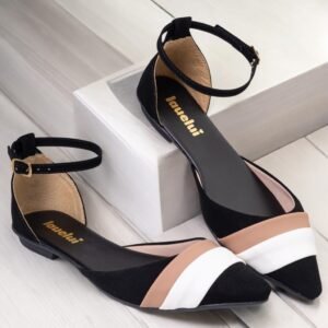 Sapatilha salome bico fino feminina aberta moda marrom branco